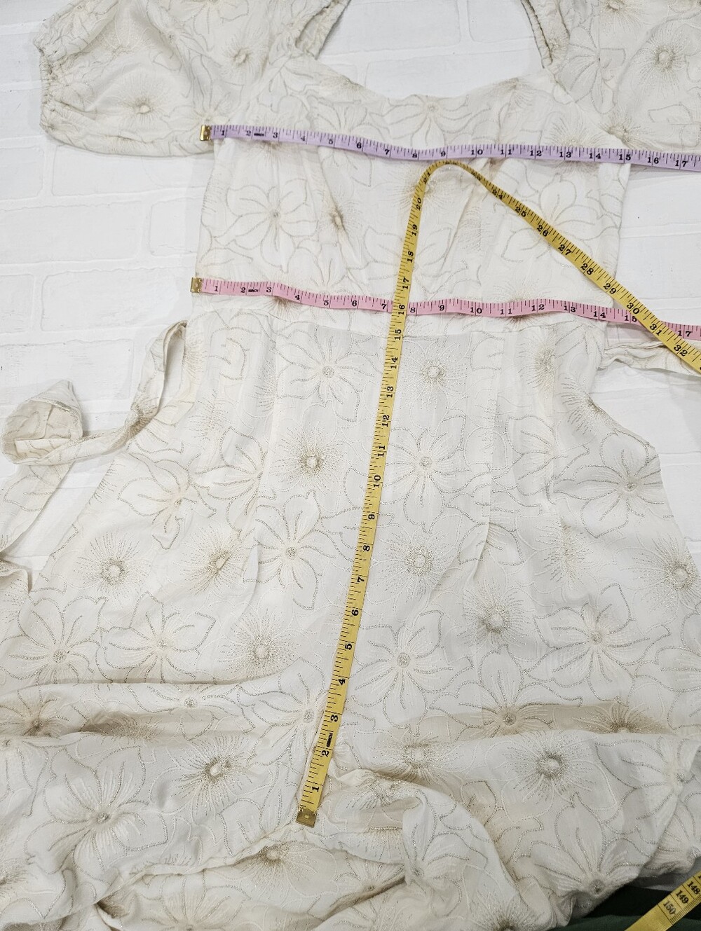Cream And Gold Embroidered Jumpsuit - Picture 3 of 10